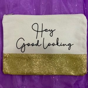 BRAND NEW Cosmetic Bag with Gold Glitter